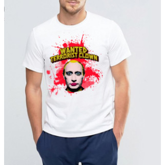 Футболка біла з патріотичним принтом "wanted terrorist clown" Push IT M - Інтернет-магазин спільних покупок ToGether