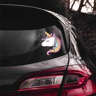 Наклейка на автомобіль "Unicorn. Єдиноріг з кольоровою гривою" (колір плівки на вибір клієнта) з оракалу - Інтернет-магазин спільних покупок ToGether