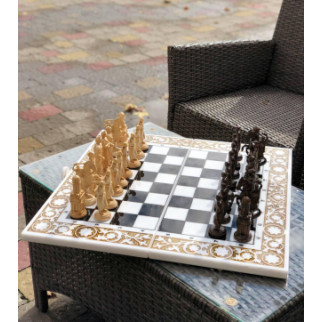 Розкішні шахи, шашки, нарди - набір 3 в 1 із білого акрилового каменю 60*30*5 см, арт.190614 - Інтернет-магазин спільних покупок ToGether