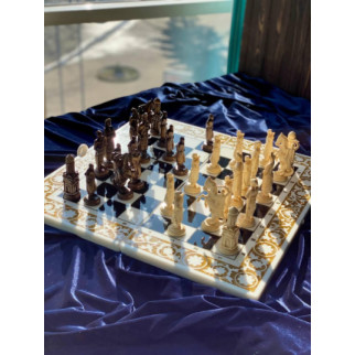 Розкішні шахи, шашки, нарди - набір 3 в 1 із білого акрилового каменю 60*30*5 см, арт.190622 - Інтернет-магазин спільних покупок ToGether