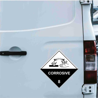 Наклейка попереджувальна на автомобіль "Corrosive. Корозійні чи їдкі матеріали. Клас 8" з оракалу - Інтернет-магазин спільних покупок ToGether