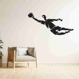 Вінілова інтер'єрна наклейка декор на стіну та шпалери (інші поверхні) для хлопчика "Футболіст ловить м'яч. Футбол" з оракалу - Інтернет-магазин спільних покупок ToGether