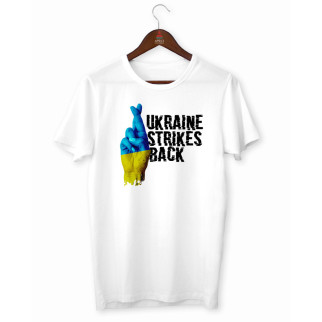 Футболка біла з патріотичним принтом "Ukraine Strikes Back. Схрестимо пальці за Україну" Push IT XS - Інтернет-магазин спільних покупок ToGether