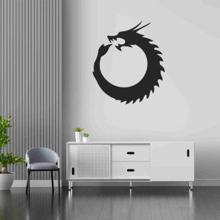 Вінілова інтер'єрна наклейка декор на стіну, шпалери та інші поверхні Дракон у колі з оракалу - Інтернет-магазин спільних покупок ToGether