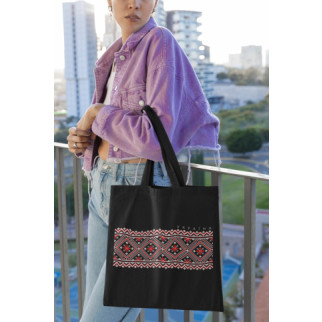 Еко-сумка, шопер, з патріотичним принтом "Український червоно-білий горизонтальний орнамент" Push IT - Інтернет-магазин спільних покупок ToGether