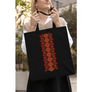 Еко-сумка, шопер, з патріотичним принтом "Український жовто-червоний вертикальний орнамент" Push IT - Інтернет-магазин спільних покупок ToGether