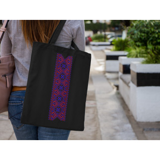 Еко-сумка, шопер, з патріотичним принтом "Український червоно-синій вертикальний орнамент" Push IT - Інтернет-магазин спільних покупок ToGether