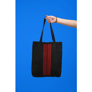 Еко-сумка, шопер, з патріотичним принтом "Український червоний Орнамент. Дві смуги" Push IT - Інтернет-магазин спільних покупок ToGether