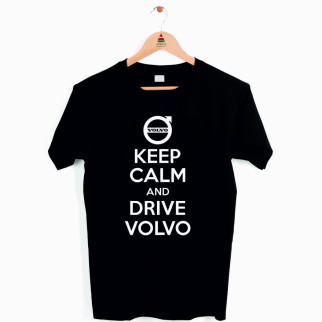 Футболка чорна з оригінальним принтом "Keep calm and drive Volvo" Push IT XXXL - Інтернет-магазин спільних покупок ToGether