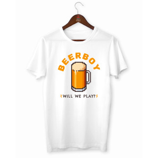 Футболка біла з оригінальним принтом "BeerBoy Will we play" Push IT - Інтернет-магазин спільних покупок ToGether