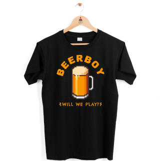 Футболка чорна з оригінальним принтом "BeerBoy Will we play" Push IT - Інтернет-магазин спільних покупок ToGether