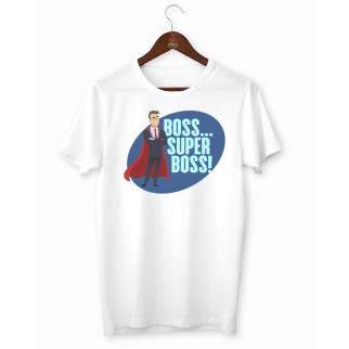 Футболка біла з оригінальним принтом "Boss... Super Boss. Супер Бос" Push IT - Інтернет-магазин спільних покупок ToGether