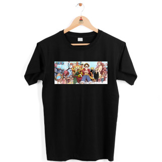 Футболка чорна з аніме принтом "Ван-Піс One Piece Luffy Луффі та команда One Piece Ван-Піс" Push IT XXL - Інтернет-магазин спільних покупок ToGether