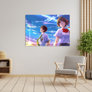 Плакат-постер з принтом Your Name Твоє Ім'я Taki Tachibana Mitsuha Miyamizu дивляться в небо А3 - Інтернет-магазин спільних покупок ToGether