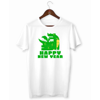 Футболка біла з новорічним принтом "Happy New Year. Dragon. Зелений Дракон. Рік дракона 2024" Push IT S - Інтернет-магазин спільних покупок ToGether