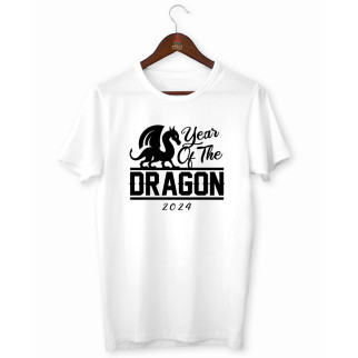 Футболка біла з новорічним принтом "Year of the Dragon 2024. Зелений Дракон 2024. Рік дракона 2024" Push IT - Інтернет-магазин спільних покупок ToGether