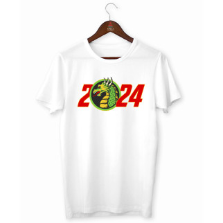 Футболка біла з новорічним принтом "Зелений Дракон 2024. Рік дракона 2024" Push IT M - Інтернет-магазин спільних покупок ToGether