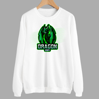 Світшот білий із новорічним принтом "Green Dragon 2024. Зелений Дракон 2024" Push IT - Інтернет-магазин спільних покупок ToGether