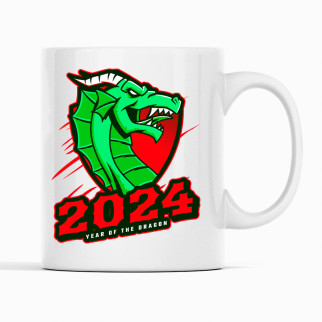 Білий кухоль (чашка) з новорічним принтом "Dragon 2024. Дракон 2024. Year of the dragon. Рік дракона" Push IT - Інтернет-магазин спільних покупок ToGether