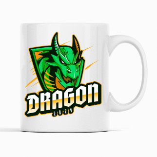 Білий кухоль (чашка) з новорічним принтом "Dragon 2024. Дракон 2024. Year of the dragon. Рік дракона" Push IT - Інтернет-магазин спільних покупок ToGether