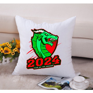Декоративна подушка з новорічним принтом "Year of the Dragon 2024. Дракон 2024" Push IT - Інтернет-магазин спільних покупок ToGether