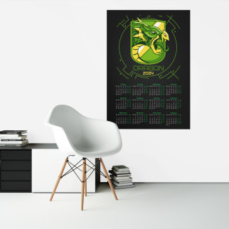 Календар-постер настінний на 2024 рік із принтом "Дракон 2024. Dragon 2024. Зелений дракон" А1 - Інтернет-магазин спільних покупок ToGether