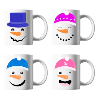 Білі кружки (чашки) сімейні з новорічним принтом "Сніговики. Сім'я сніговиків. З новим роком" Push IT - Інтернет-магазин спільних покупок ToGether