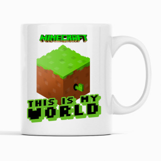 Білий чашка (кухоль) з оригінальним принтом онлайн ігри Minecraft "This is my World  Minecraft  Майнкрафт" - Інтернет-магазин спільних покупок ToGether