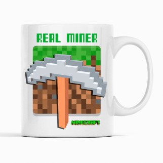 Білий чашка (кухоль) з оригінальним принтом онлайн ігри Minecraft "Real Miner Кірка Minecraft  Майнкрафт" - Інтернет-магазин спільних покупок ToGether