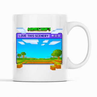 Білий чашка (кухоль) з оригінальним принтом онлайн ігри Minecraft "Love thes scenery Minecraft  Майнкрафт" - Інтернет-магазин спільних покупок ToGether