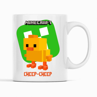 Білий чашка (кухоль) з оригінальним принтом онлайн ігри Minecraft "Курча Chep-chep Minecraft  Майнкрафт" - Інтернет-магазин спільних покупок ToGether