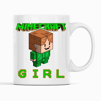 Білий чашка (кухоль) з оригінальним принтом онлайн ігри Minecraft "Дівчина Girl Minecraft  Майнкрафт" - Інтернет-магазин спільних покупок ToGether