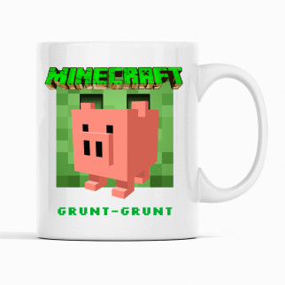 Білий чашка (кухоль) з оригінальним принтом онлайн ігри Minecraft "Pig Grunt-Grunt Minecraft  Майнкрафт" - Інтернет-магазин спільних покупок ToGether