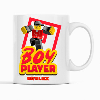 Білий чашка (кухоль) з оригінальним принтом онлайн ігри Roblox "Boy player. Roblox. Роблокс" - Інтернет-магазин спільних покупок ToGether