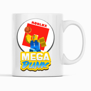 Білий чашка (кухоль) з оригінальним принтом онлайн ігри Roblox "mega dunk. мега данк. Game. Roblox. Роблокс" - Інтернет-магазин спільних покупок ToGether