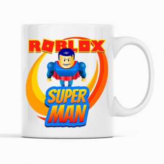 Білий чашка (кухоль) з оригінальним принтом онлайн ігри Roblox "Super Man. Супермен. Roblox. Роблокс" - Інтернет-магазин спільних покупок ToGether