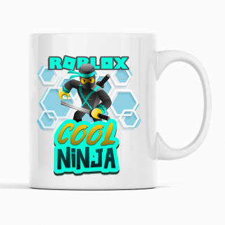 Білий чашка (кухоль) з оригінальним принтом онлайн ігри Roblox "Cool ninja. Roblox. Роблокс" - Інтернет-магазин спільних покупок ToGether
