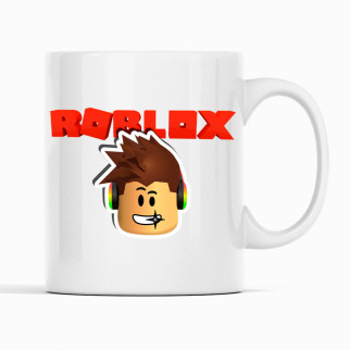 Білий чашка (кухоль) з оригінальним принтом онлайн ігри Roblox "Обличчя персонажа Roblox. Роблокс" - Інтернет-магазин спільних покупок ToGether