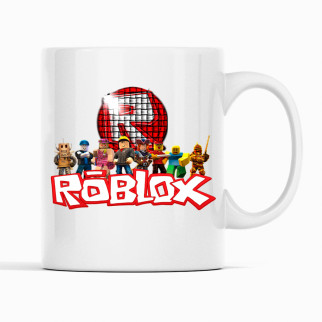 Білий чашка (кухоль) з оригінальним принтом онлайн ігри Roblox "Ігровий світ Roblox. Роблокс" - Інтернет-магазин спільних покупок ToGether