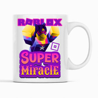 Білий чашка (кухоль) з оригінальним принтом онлайн ігри Roblox "Super MiracLE Roblox Роблокс" - Інтернет-магазин спільних покупок ToGether
