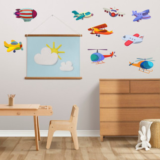 Вінілова інтер'єрна наклейка кольорова декор на стіну, шпалери та інші поверхні "Літаки. Гелікоптери" з оракалу - Інтернет-магазин спільних покупок ToGether