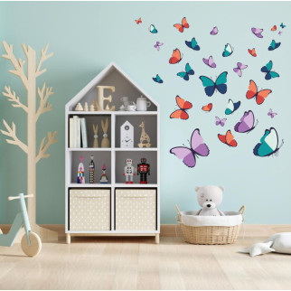 Вінілова інтер'єрна наклейка кольорова декор на стіну, шпалери та інші поверхні "Метелики. Кольорові метелики" 1 з оракалу - Інтернет-магазин спільних покупок ToGether