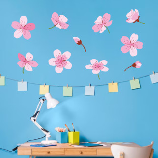 Вінілова інтер'єрна наклейка кольорова декор на стіну, шпалери та інші поверхні "Рожеві квіти. Квіти" з оракалу - Інтернет-магазин спільних покупок ToGether
