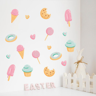 Вінілова інтер'єрна наклейка кольорова декор на стіну, шпалери та інші поверхні "Морозиво Льодяники" з оракалу - Інтернет-магазин спільних покупок ToGether