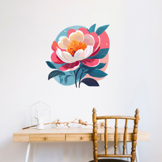 Вінілова інтер'єрна наклейка кольорова декор на стіну, шпалери та інші поверхні "Велика біло-рожева квітка" з оракалу - Інтернет-магазин спільних покупок ToGether