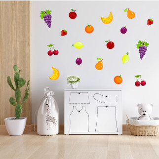 Вінілова інтер'єрна наклейка кольорова декор на стіну, шпалери та інші поверхні "Фрукти. Набір фруктів" з оракалу - Інтернет-магазин спільних покупок ToGether