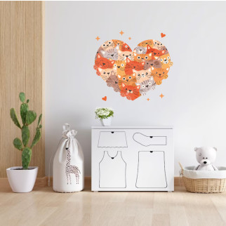Вінілова інтер'єрна наклейка кольорова декор на стіну, шпалери та інші поверхні "Коти. Серце з Котів" з оракалу - Інтернет-магазин спільних покупок ToGether