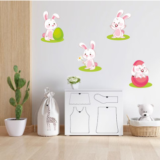Вінілова інтер'єрна наклейка кольорова декор на стіну, шпалери та інші поверхні "Кролики. Зайці. Білі зайці" з оракалу - Інтернет-магазин спільних покупок ToGether