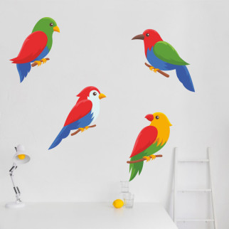 Вінілова інтер'єрна наклейка кольорова декор на стіну, шпалери та інші поверхні "Птахи кольорові різних порід" з оракалу - Інтернет-магазин спільних покупок ToGether