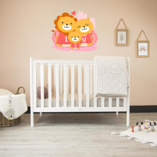 Вінілова інтер'єрна наклейка кольорова декор на стіну, шпалери та інші поверхні "Сім'я левів: тато мама дитя" з оракалу - Інтернет-магазин спільних покупок ToGether